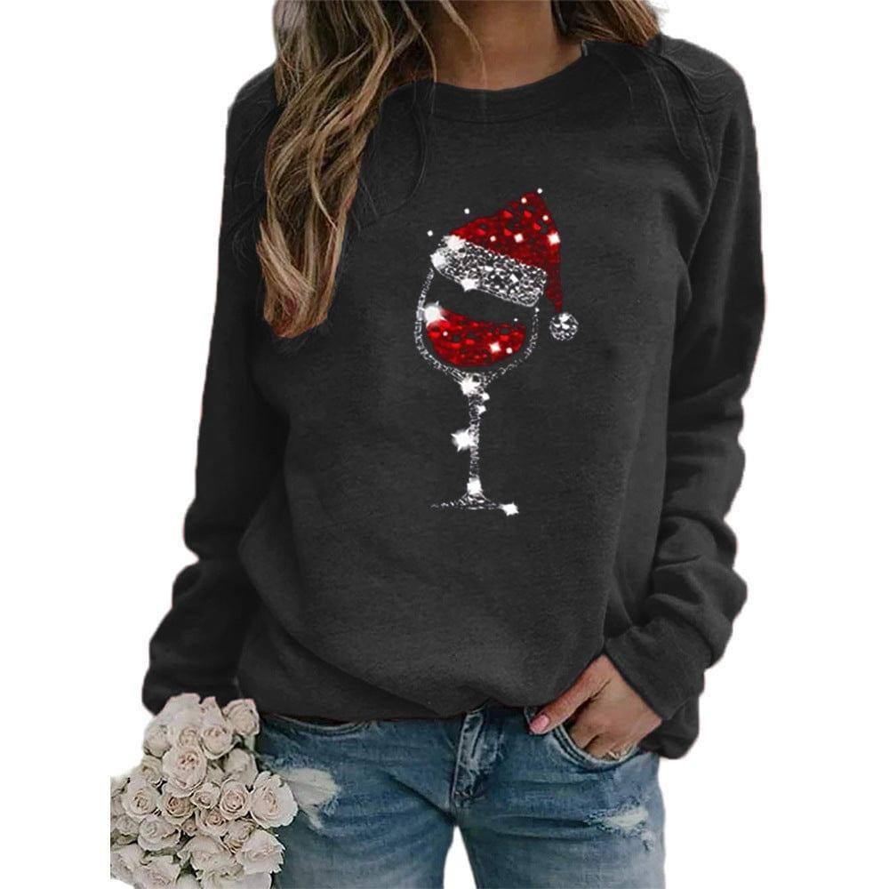 Clothing Christmas Women's Sweater Christmas Hat Red Wine-Dark Gray-5