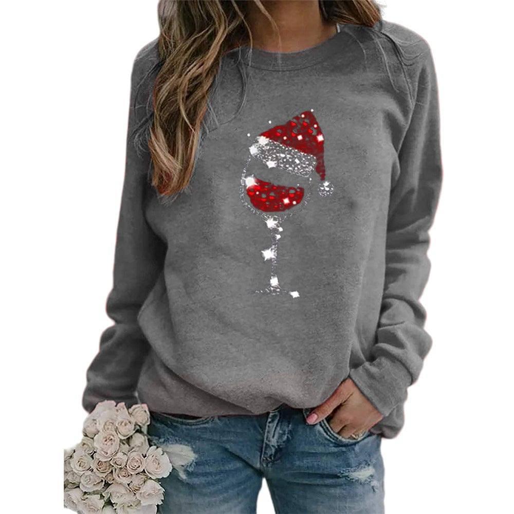 Clothing Christmas Women's Sweater Christmas Hat Red Wine-Gray-6