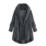 LOVEMI  Coats Dark grey / 3XL Lovemi -  Hooded solid color casual jacket with horn button plush top