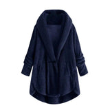 LOVEMI  Coats Navy / 2XL Lovemi -  Hooded solid color casual jacket with horn button plush top