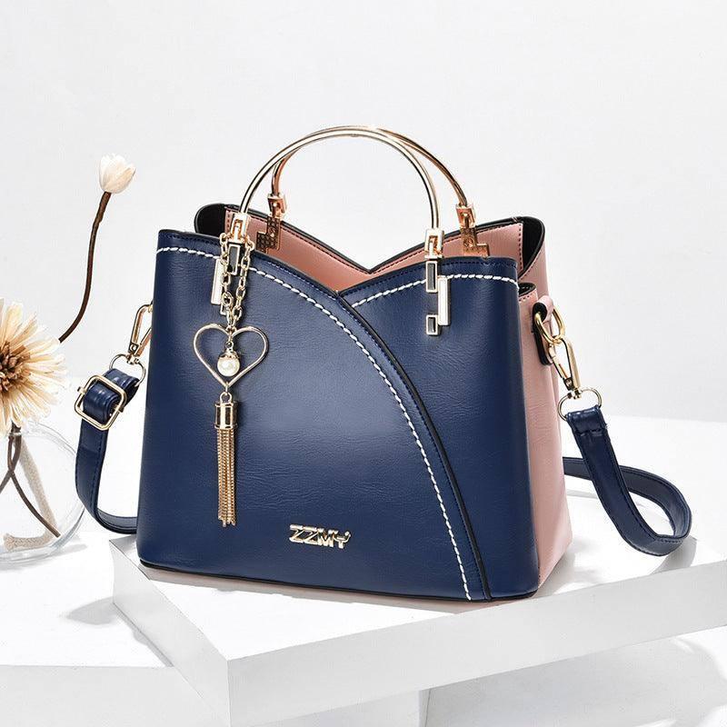 Color Block Handbag Love Tassel Decor Crossbody Bags For-Blue-6
