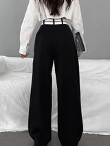 Commuter Color Suit Pants Women's Casual Drape Mop Pants-5