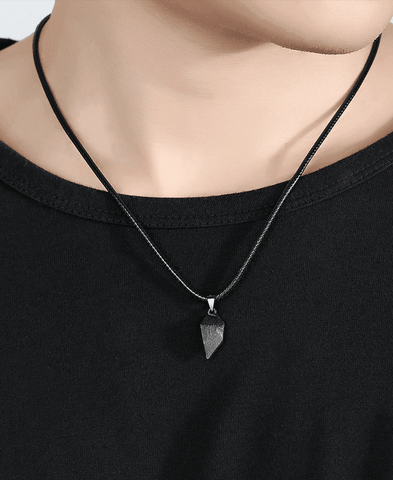 Couple's Matching Heart Necklaces in Silver and Black-Single black pendant-3