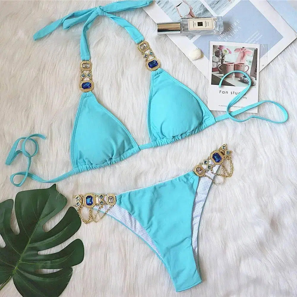 Crystal Diamond Glamour Gemstone Bikini-SkyBlue-12