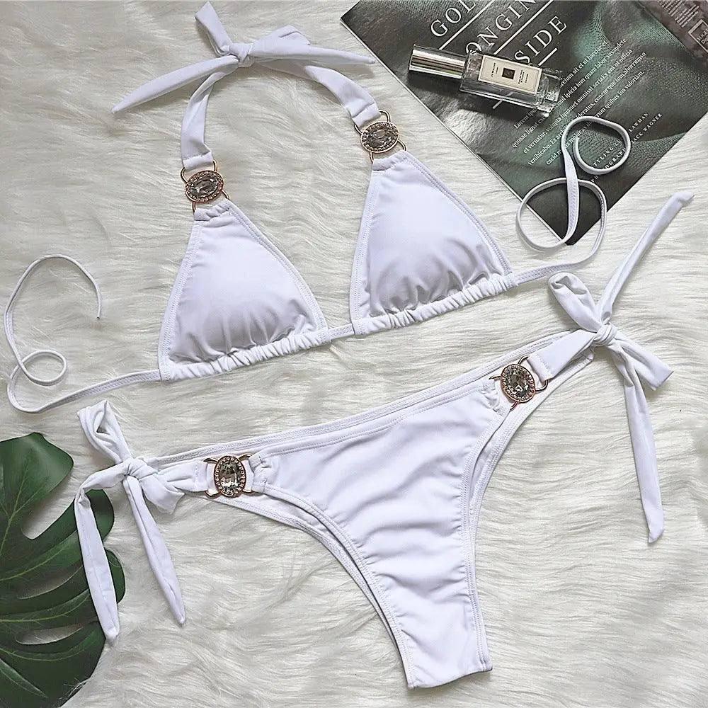 Crystal Diamond Glamour Gemstone Bikini-2White-9