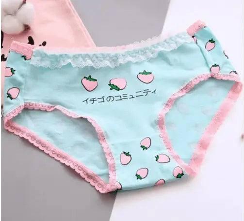Cute Strawberry Panties Women's Panties Cotton Cotton-Milkshakes green-5