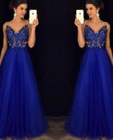 Dress Backless Beaded Ball Elegant Long Dress Blue Chiffon-4