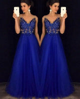 Dress Backless Beaded Ball Elegant Long Dress Blue Chiffon-5