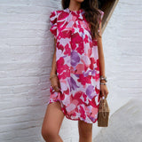 Dress Spring/Summer Elegance Print sleeveless dress-red-2