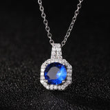 Elegant Diamond Pendant: Timeless Elegance & Sparkle-Sapphire Blue Zircon-6