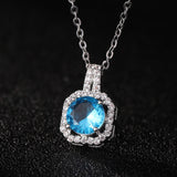Elegant Diamond Pendant: Timeless Elegance & Sparkle-Lake Blue-7