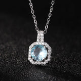 Elegant Diamond Pendant: Timeless Elegance & Sparkle-Light Blue Zirconium-8