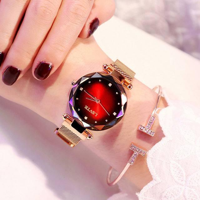 Elegant Diamond Women's Watch: Luxury & Style-Red-7
