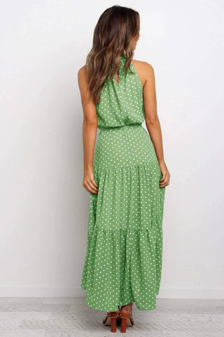 Elegant Floral Halter Midi Dress | Trendy Summer Fashion-9