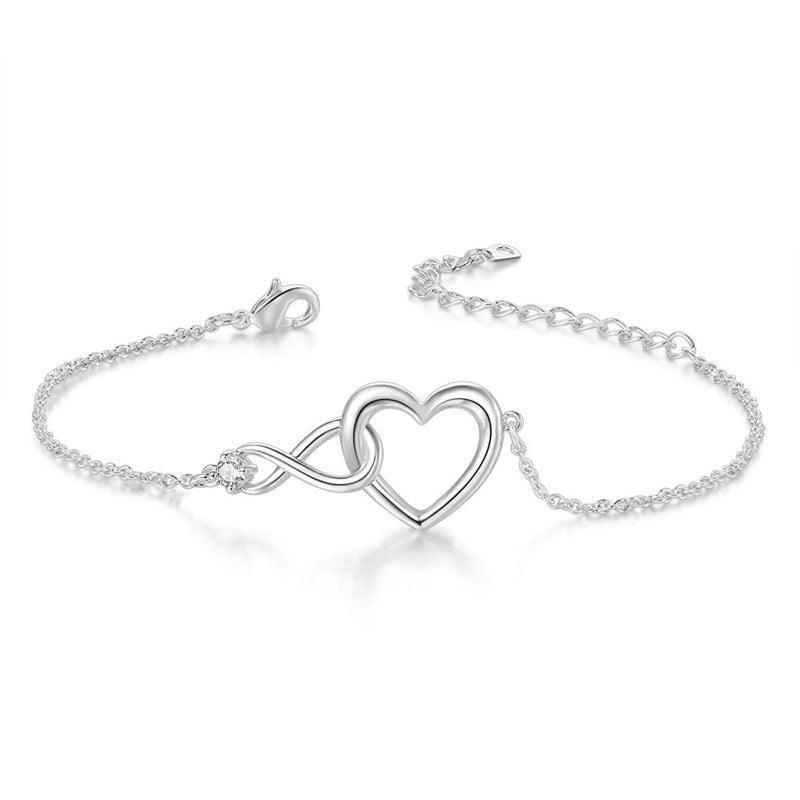 Elegant Heart Charm Bracelets for Women-White Gold-8