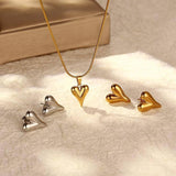 Elegant Heart Jewelry Set: Necklace & Earrings-4