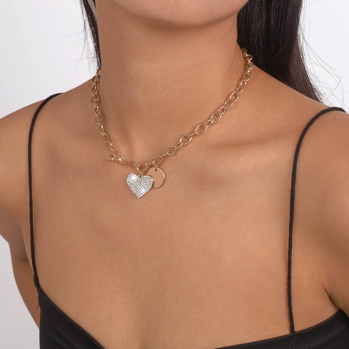 Elegant Heart Pendant Necklace | Sparkle & Gold-5