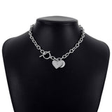 Elegant Heart Pendant Necklace | Sparkle & Gold-White K-7