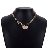 Elegant Heart Pendant Necklace | Sparkle & Gold-Gold-8