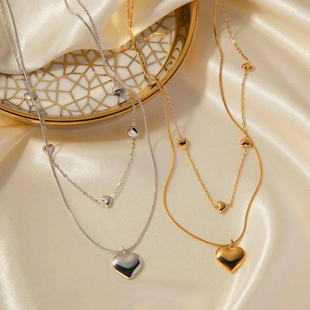 Elegant Heart Pendants in Gold and Silver-1
