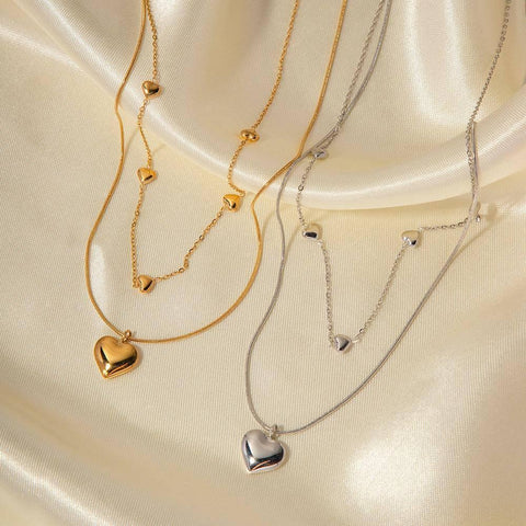 Elegant Heart Pendants in Gold and Silver-5