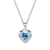 Elegant Heart Sapphire Pendant Necklace for Her-Blue-10