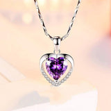 Elegant Heart Sapphire Pendant Necklace for Her-4