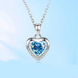 Elegant Heart Sapphire Pendant Necklace for Her-5