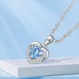 Elegant Heart Sapphire Pendant Necklace for Her-6