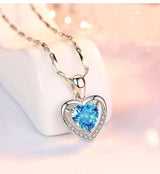 Elegant Heart Sapphire Pendant Necklace for Her-7
