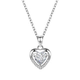 Elegant Heart Sapphire Pendant Necklace for Her-White-8