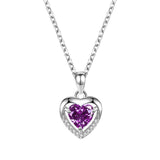 Elegant Heart Sapphire Pendant Necklace for Her-Purple-9