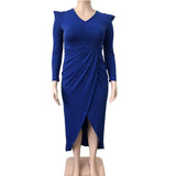 Elegant Plus-Size Blue Wrap Dress Styles-6