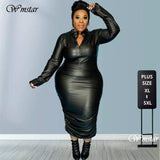 Elegant Plus Size Leather Dresses for Women-1