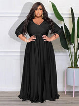 Elegant Plus Size Red Maxi Dress for Women-black-7