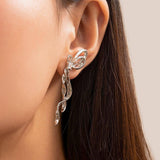 Elegant Silver Ear Cuff Jewelry for Stylish Look-White K-1