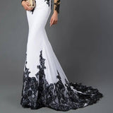 Embroidered Lace Maxi Dress With Fishtail Slim Tail-2