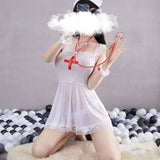 Erotic Lingerie Nurse Uniform Transparent Mesh Nightdress-1