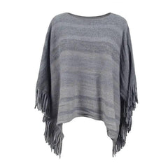 Europe And America Cross Border Off-neck Tassel Shawl For-Gray-4