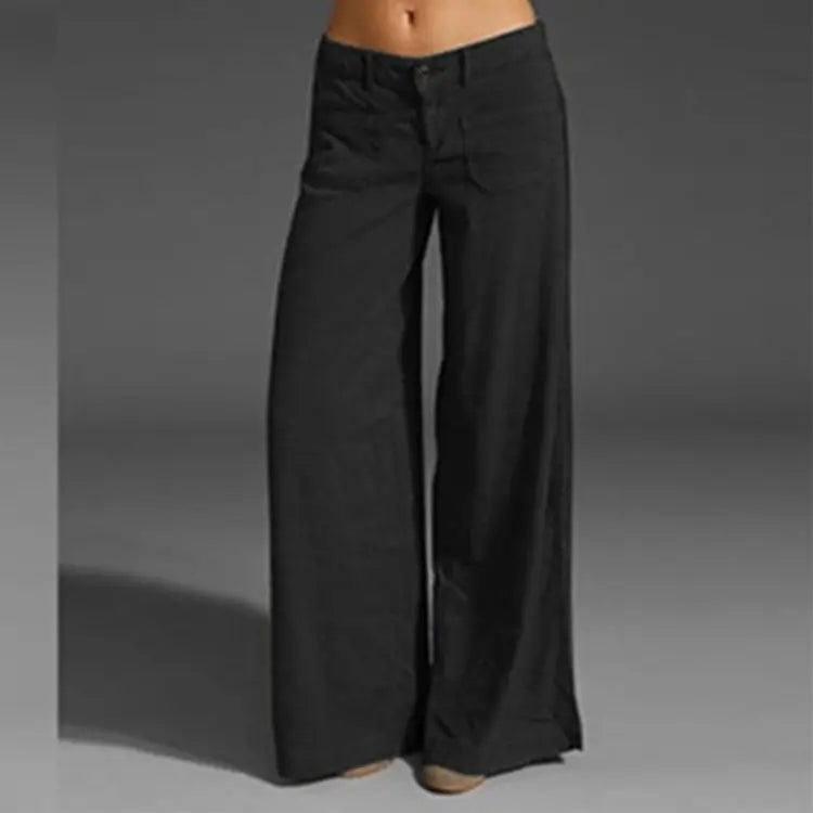 European And American Ladies Trousers Slimming Patchwork-Black-2
