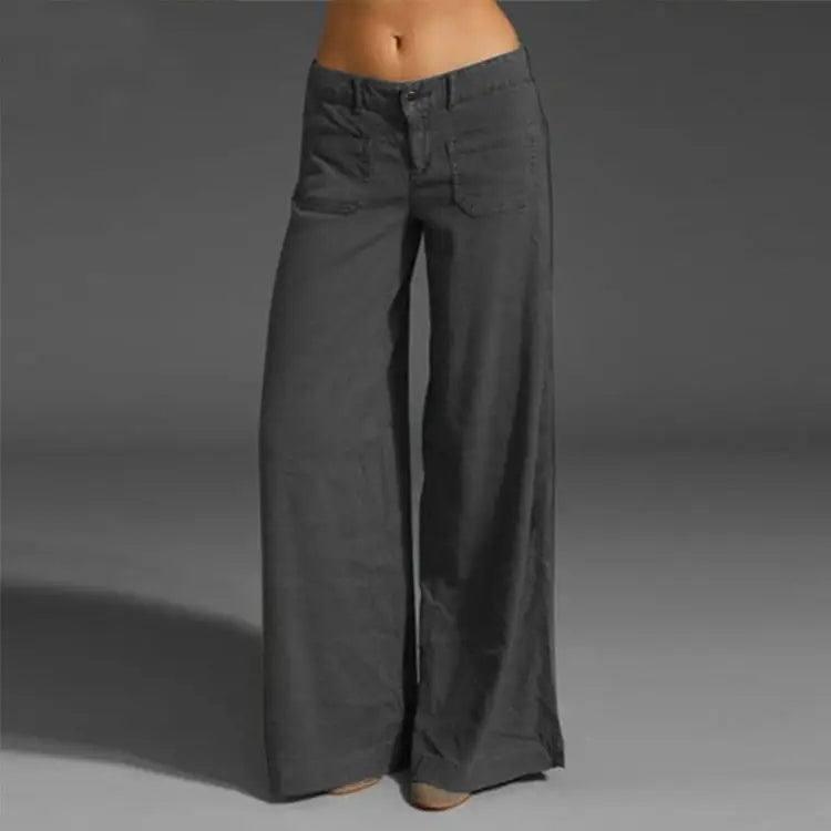 European And American Ladies Trousers Slimming Patchwork-Gray-3