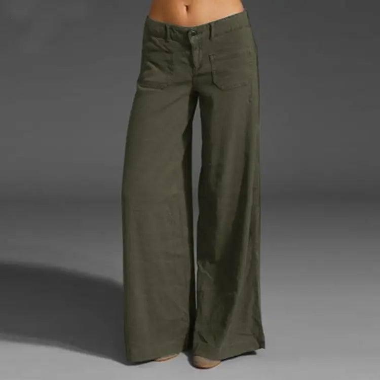 European And American Ladies Trousers Slimming Patchwork-Green-4