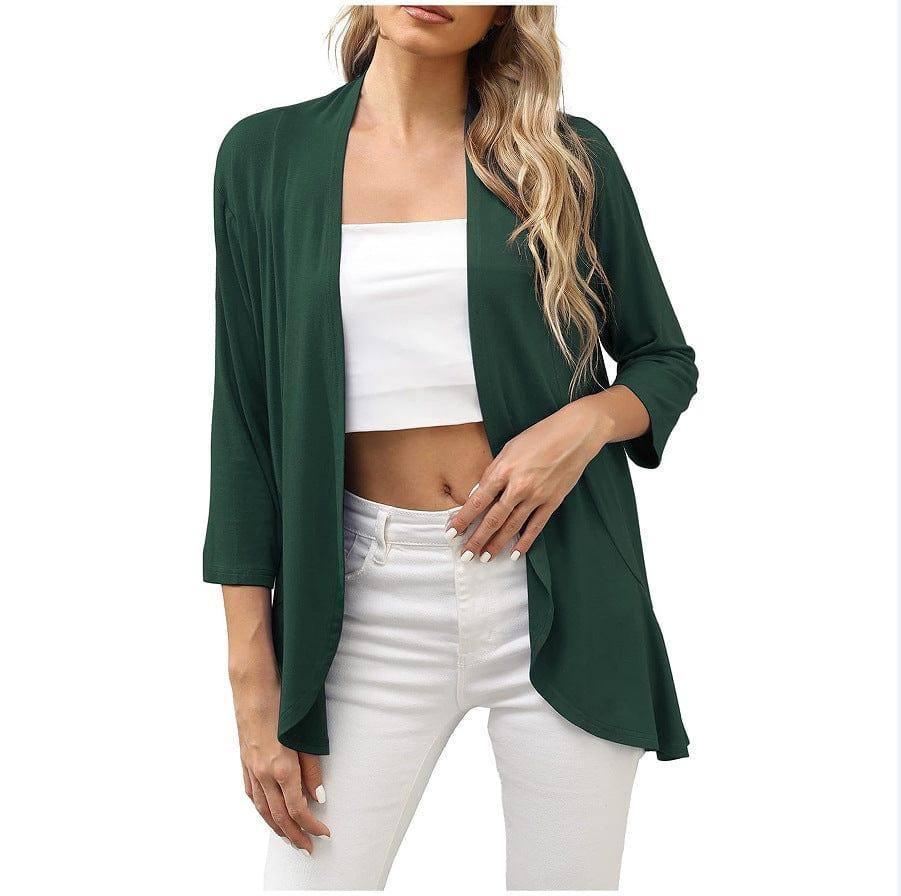 European And American Leisure Printed Knitted Cardigan-Green-3