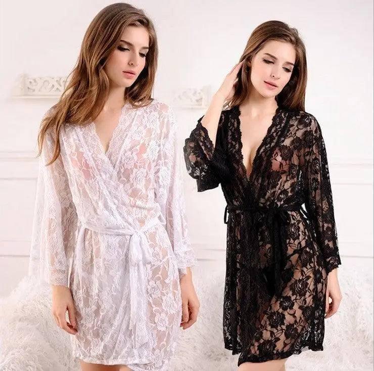 European and American Plus Size Sexy Lingerie Lace Kimono-1