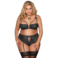 European And American Plus Size Sexy Lingerie Lace Suit-3