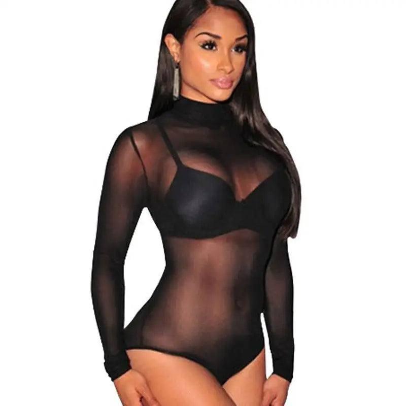 European and American sexy lingerie black tight mesh-Black-1