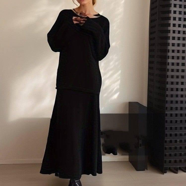 European And American Style Elegant Knitting Suit Women-Black-1