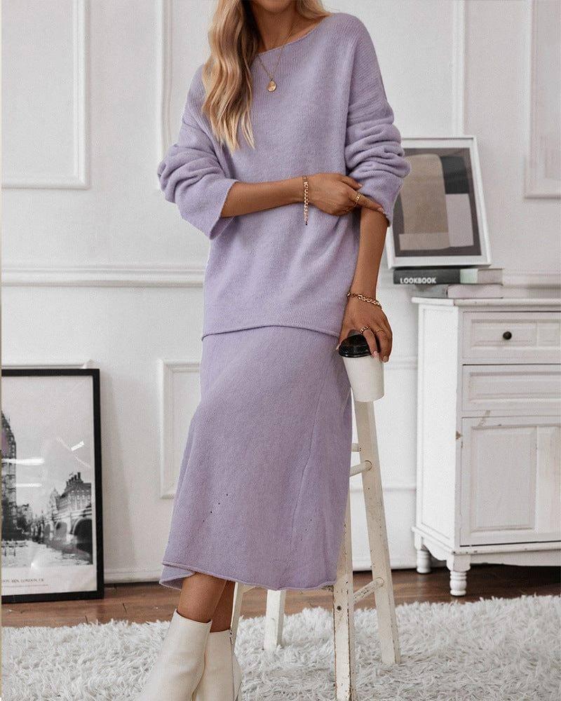 European And American Style Elegant Knitting Suit Women-Purple-6