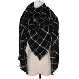 European And American Triangle Cashmere Women's Winter Scarf-Black grid-17