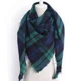 European And American Triangle Cashmere Women's Winter Scarf-Green lattice-21